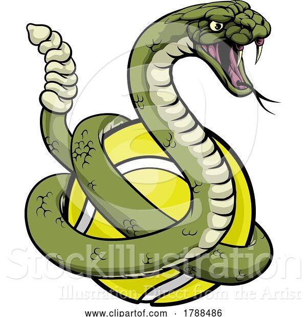 Vector Illustration of Rattlesnake Tennis Ball Animal Sports Team Mascot