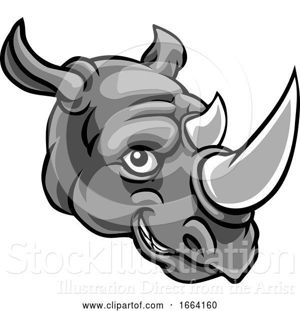 Vector Illustration of Rhino Mascot Cute Happy Character