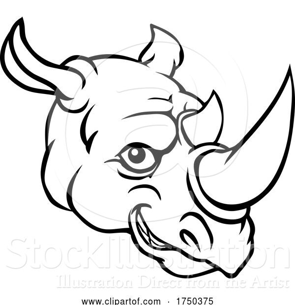 Vector Illustration of Rhino Mascot Cute Happy Character