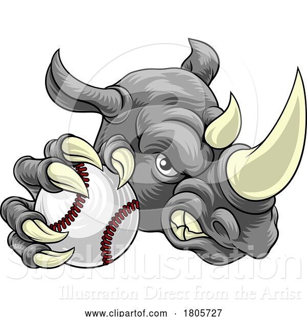 Vector Illustration of Rhino Rhinoceros Baseball Sports Mascot