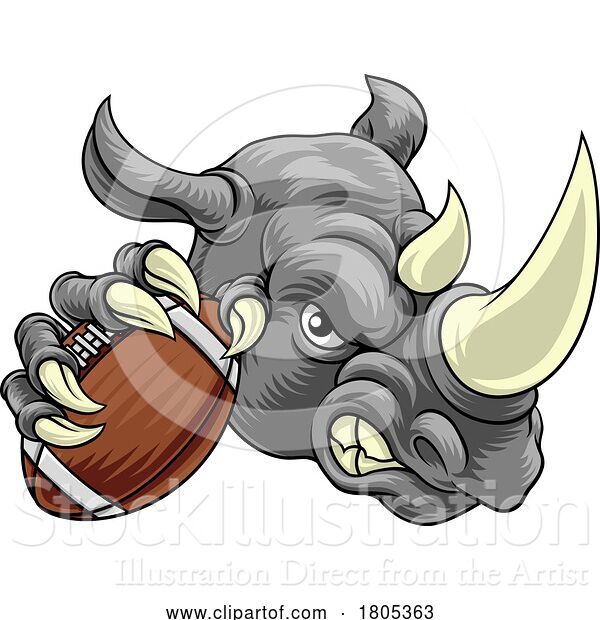 Vector Illustration of Rhino Rhinoceros Football Sports Mascot