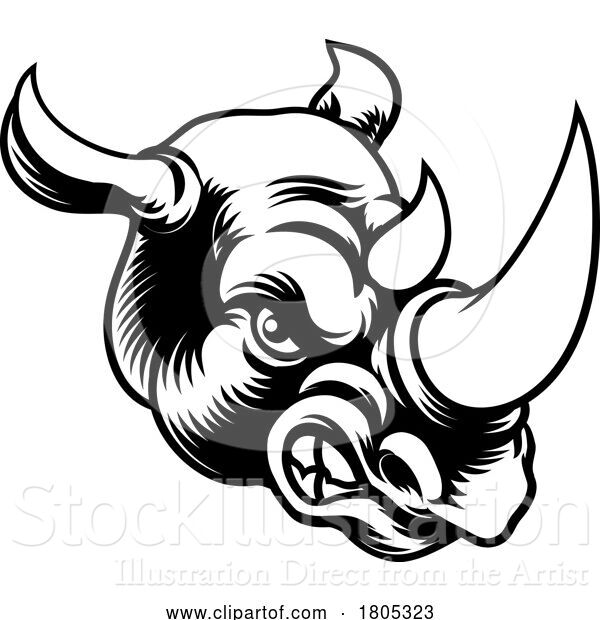 Vector Illustration of Rhino Rhinoceros Mean Angry Sports Mascot