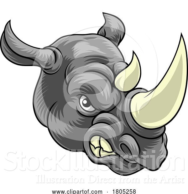 Vector Illustration of Rhino Rhinoceros Mean Angry Sports Mascot