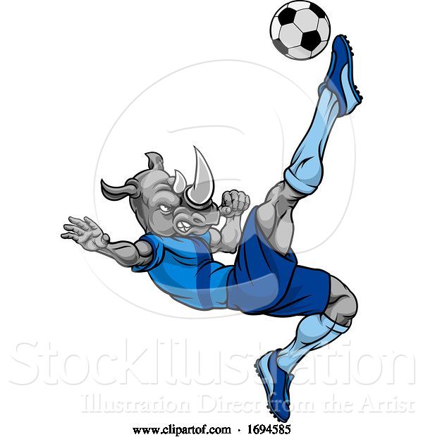 Vector Illustration of Rhino Soccer Football Player Animal Sports Mascot