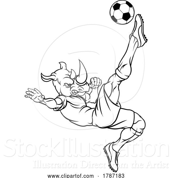 Vector Illustration of Rhino Soccer Football Player Animal Sports Mascot