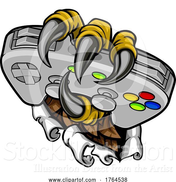 Vector Illustration of Ripping Gamer Claw Talon Video Game Controller