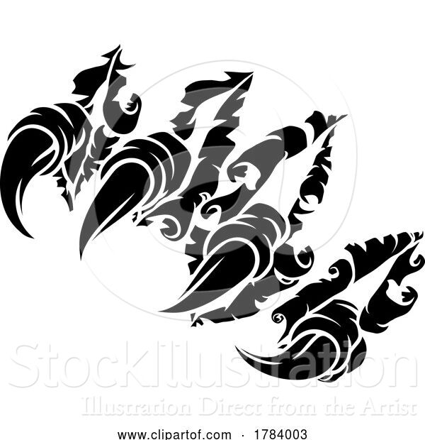 Vector Illustration of Ripping Tearing Monster Dinosaur Eagle Claw Talons