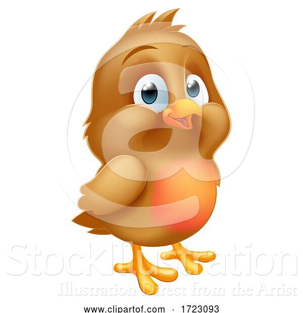 Vector Illustration of Robin Redbreast Baby Bird