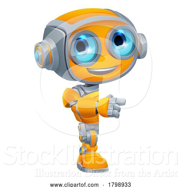 Vector Illustration of Robot Mascot Cute Fun Alien Character Guy