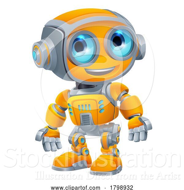 Vector Illustration of Robot Mascot Cute Fun Alien Character Guy
