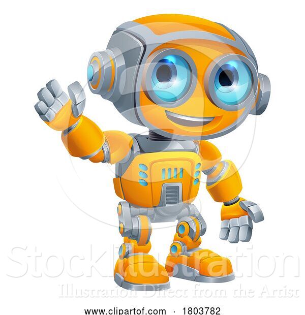 Vector Illustration of Robot Mascot Cute Fun Alien Character Guy