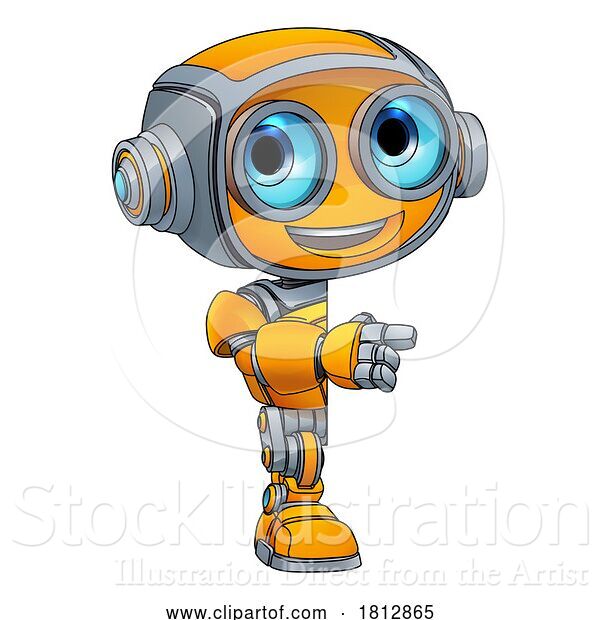 Vector Illustration of Robot Mascot Cute Fun Alien Character Guy