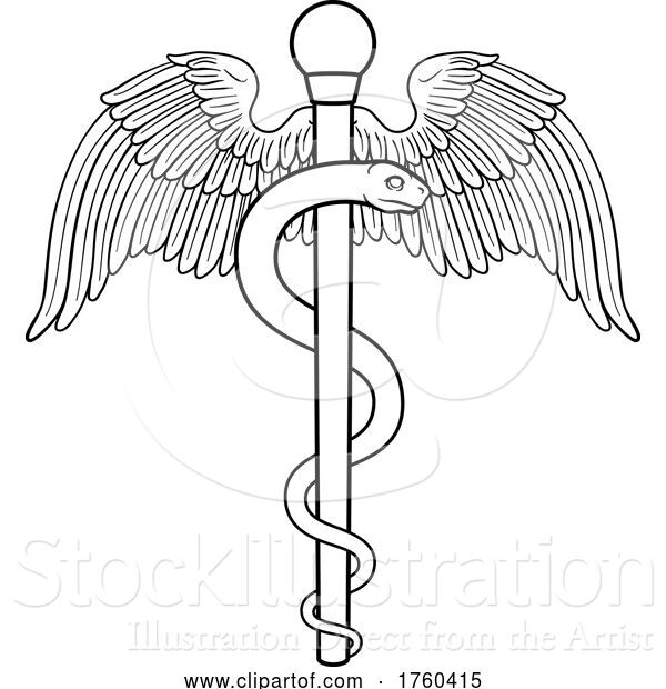 Vector Illustration of Rod of Asclepius Aesculapius Medical Symbol
