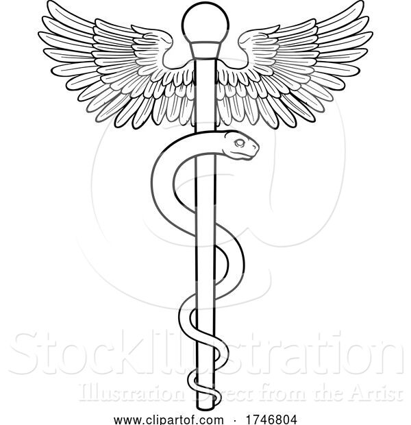 Vector Illustration of Rod of Asclepius Doctor Medical Symbol