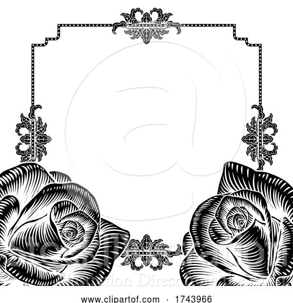 Vector Illustration of Rose Flower Funeral Wedding Invite Background