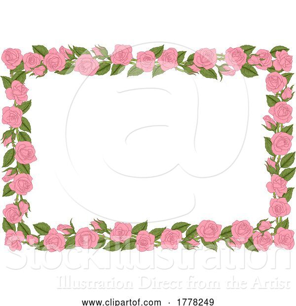 Vector Illustration of Roses Rose Flower Border Flowers Vintage Frame