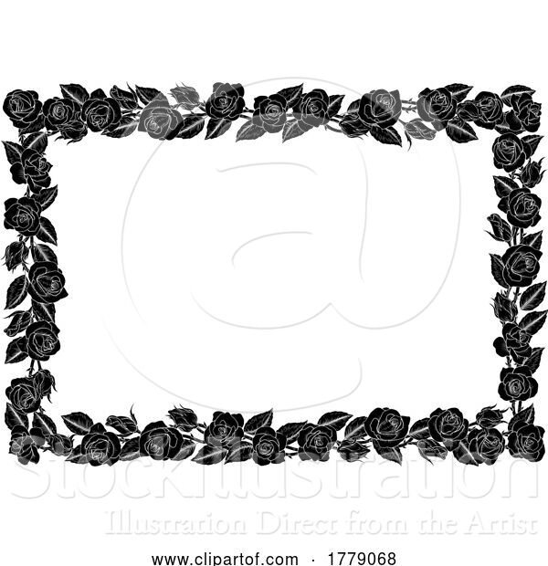 Vector Illustration of Roses Rose Flower Border Flowers Vintage Frame