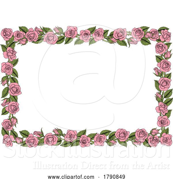 Vector Illustration of Roses Rose Flower Border Flowers Vintage Frame