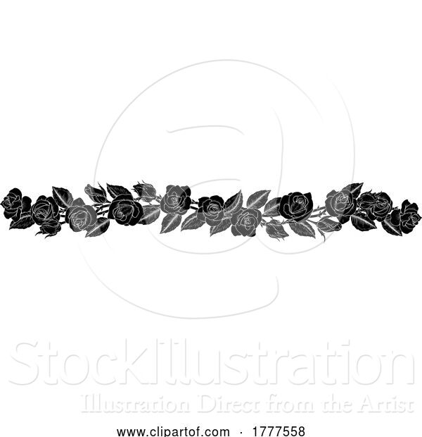 Vector Illustration of Roses Rose Flowers Design in Vintage Woodcut Style