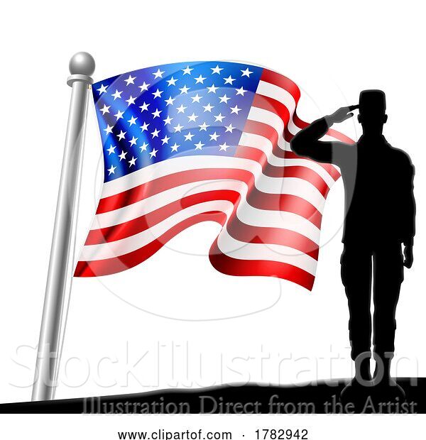 Vector Illustration of Saluting Soldier Patriotic American Flag Design