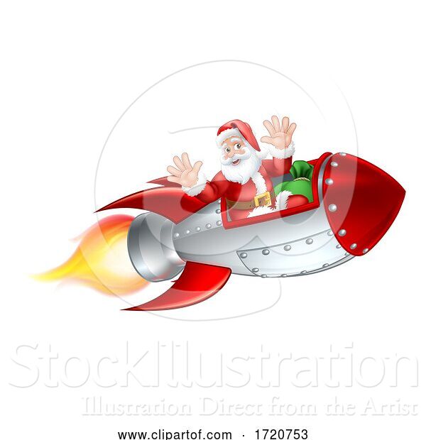 Vector Illustration of Santa Christmas Space Rocket Sled Ship Sleigh