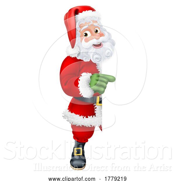 Vector Illustration of Santa Claus Father Christmas Peeking Sign