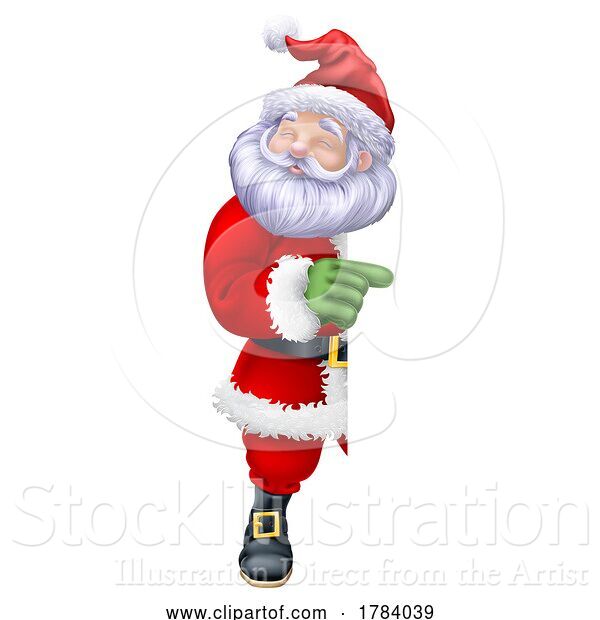 Vector Illustration of Santa Claus Father Christmas Peeking Sign