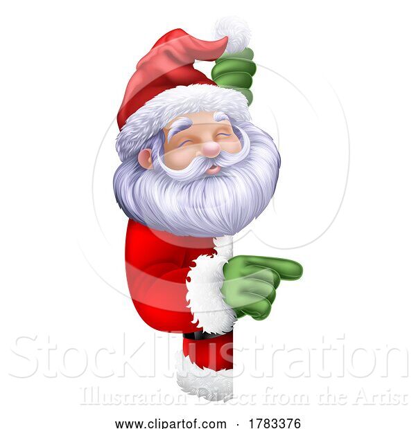 Vector Illustration of Santa Claus Father Christmas Peeking Sign