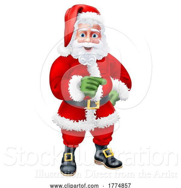 Vector Illustration of Santa Claus Father Christmas Pointing