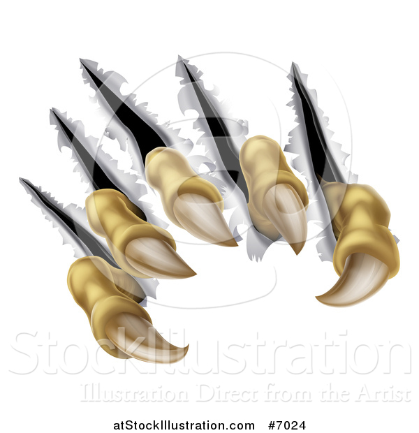Vector Illustration of Scary Claws Shredding Through Metal