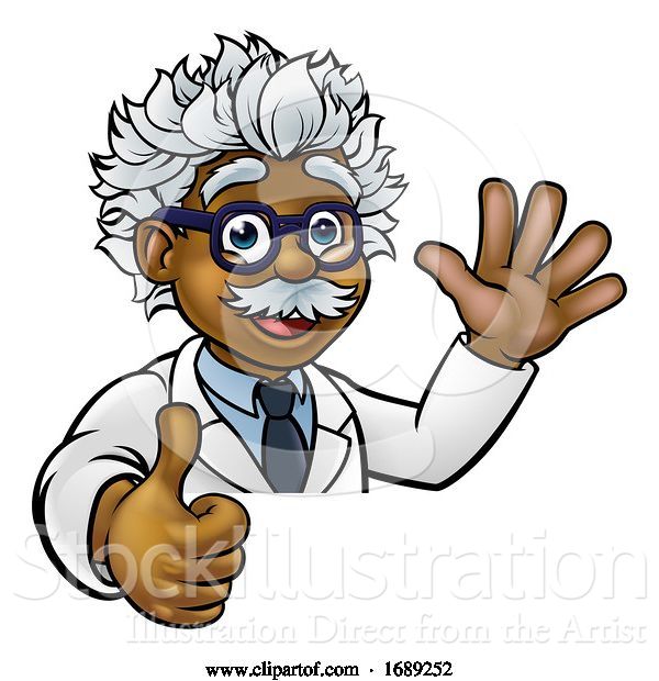 Vector Illustration of Scientist Character Sign Thumbs up