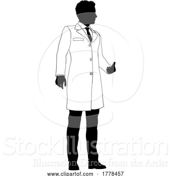 Vector Illustration of Scientist Chemist Pharmacist Guy Silhouette Person