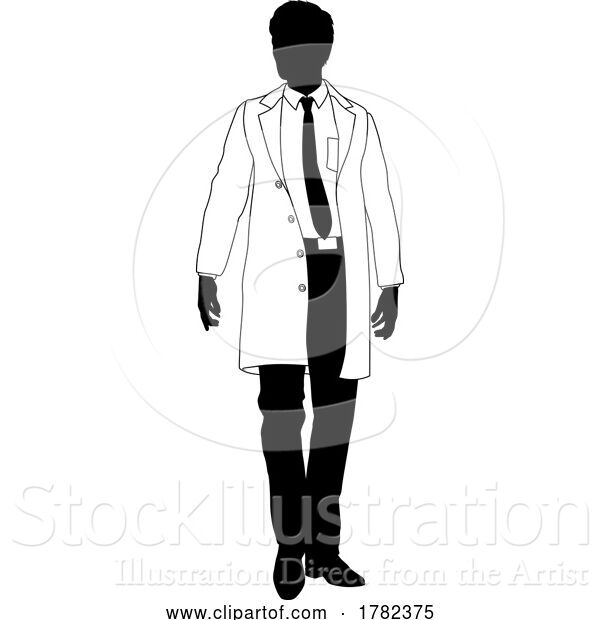 Vector Illustration of Scientist Chemist Pharmacist Guy Silhouette Person