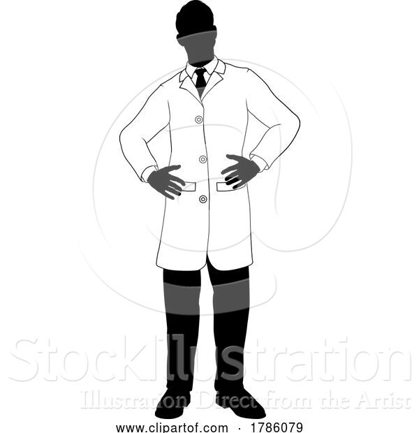 Vector Illustration of Scientist Chemist Pharmacist Guy Silhouette Person