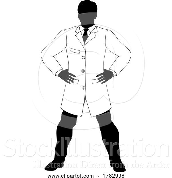 Vector Illustration of Scientist Engineer Inspector Guy Silhouette Person