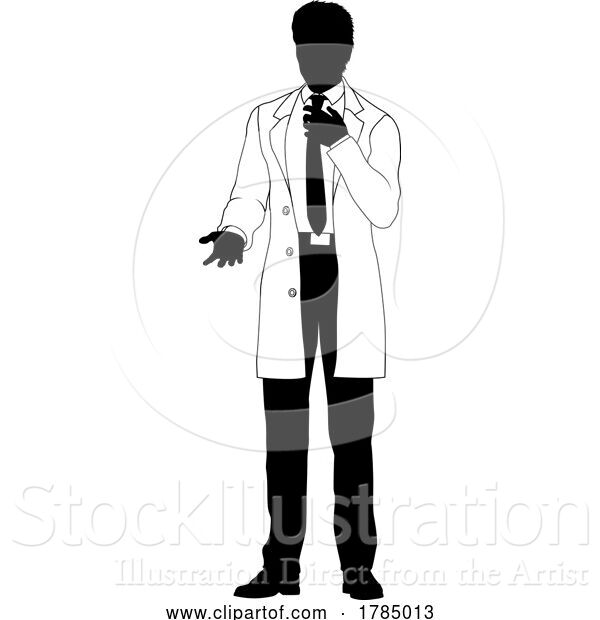Vector Illustration of Scientist Engineer Inspector Guy Silhouette Person