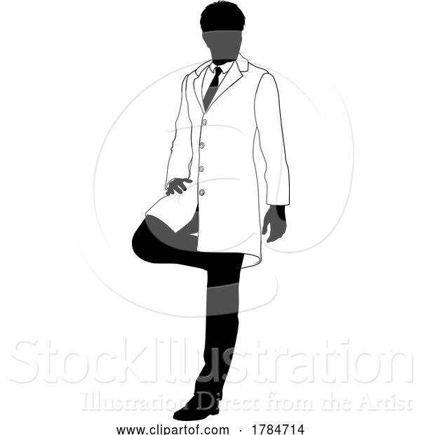 Vector Illustration of Scientist Engineer Professor Guy Silhouette Person