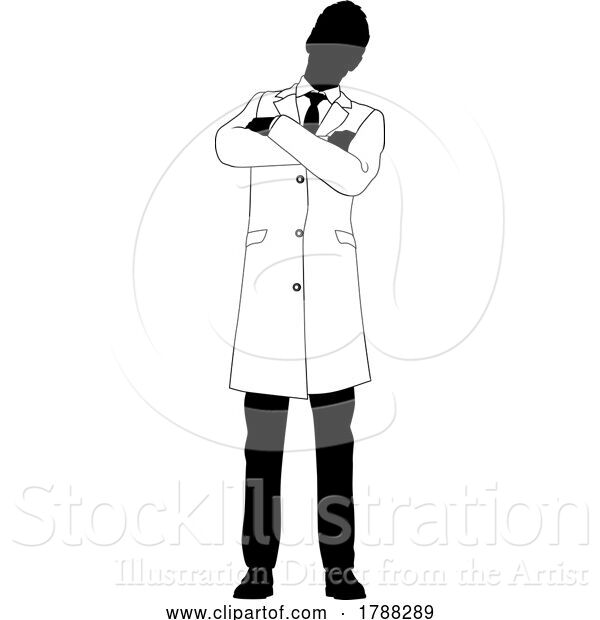 Vector Illustration of Scientist Engineer Professor Guy Silhouette Person