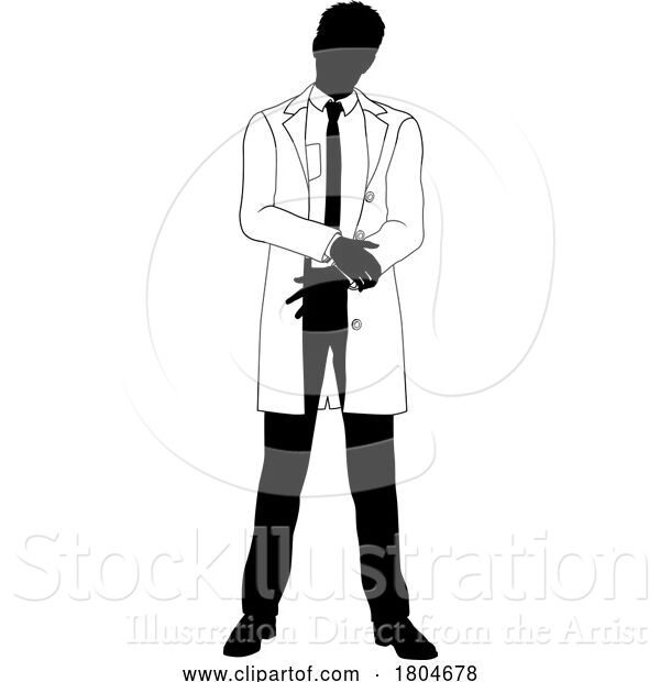 Vector Illustration of Scientist Engineer Professor Guy Silhouette Person