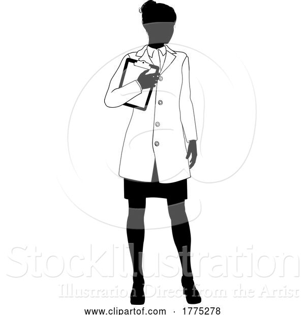 Vector Illustration of Scientist Female Engineer Lady Silhouette Person