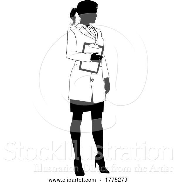 Vector Illustration of Scientist Female Engineer Lady Silhouette Person