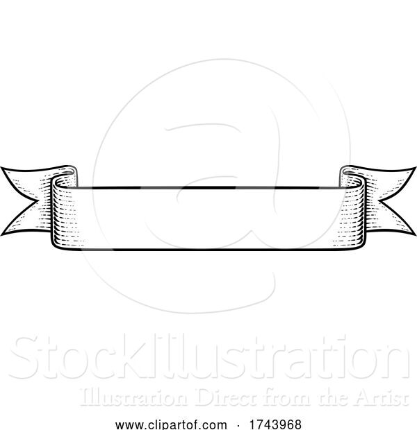 Vector Illustration of Scroll Vintage Flag Paper Banner Ribbon Woodcut