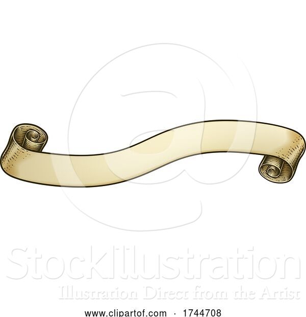 Vector Illustration of Scroll Vintage Woodcut Banner Paper Ribbon Drawing