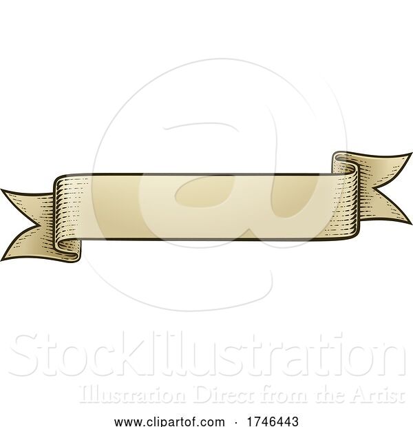 Vector Illustration of Scroll Vintage Woodcut Banner Paper Ribbon Drawing