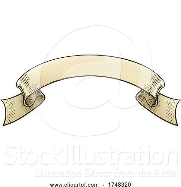 Vector Illustration of Scroll Vintage Woodcut Banner Paper Ribbon Drawing