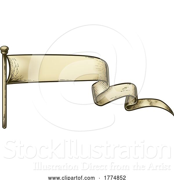 Vector Illustration of Scroll Vintage Woodcut Banner Paper Ribbon Drawing