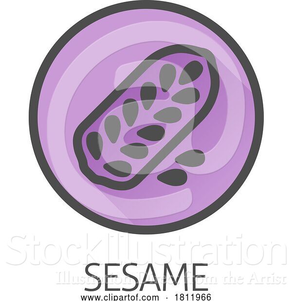 Vector Illustration of Sesame Seed Capsule Pod Food Allergen Icon Concept