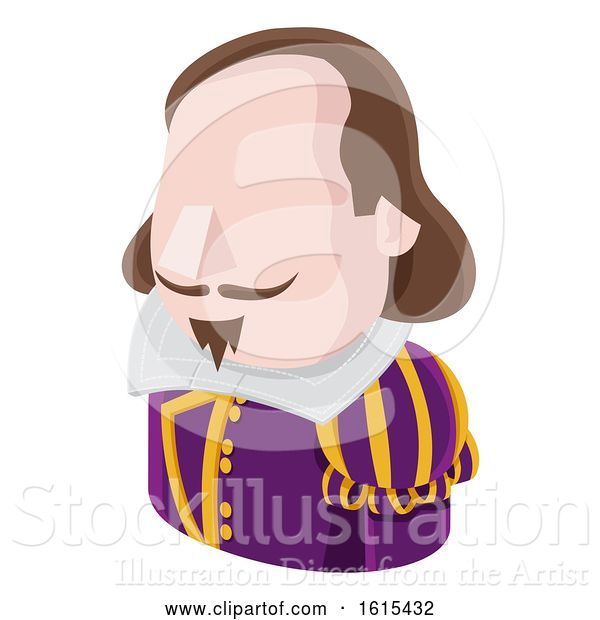 Vector Illustration of Shakespeare Guy Avatar People Icon