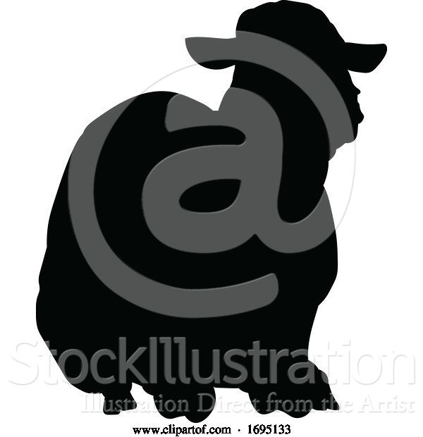 Vector Illustration of Sheep or Lamb Farm Animal in Silhouette