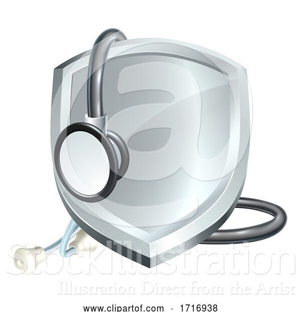 Vector Illustration of Shield Stethoscope Medical Health Concept